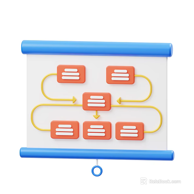 Structured Design Decorative Ornament Set With Blue Scroll White Board Orange Rectangles And Yellow Arrows 3d model 