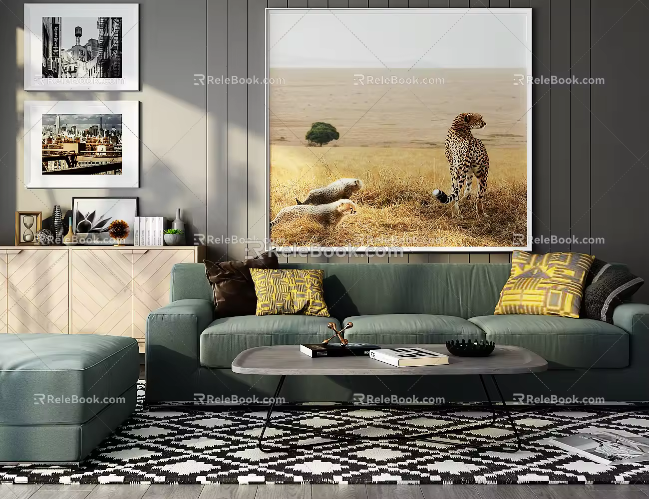 Modern sofa and coffee table combination 3d model