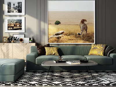 Modern sofa and coffee table combination 3d model