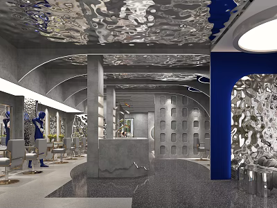 Modern Beauty Hair Salon Interior With Stylish Mirrors And Comfortable Styling Chairs 3d model