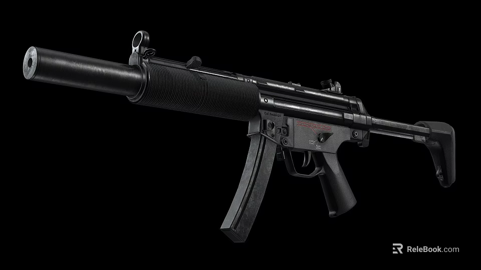 Black Tactical Submachine Gun With Barrel Grip Stock And Modern Design 3d model 