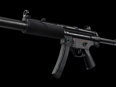 Black Tactical Submachine Gun With Barrel Grip Stock And Modern Design 3d model