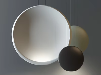 Modern Circular Pendant Lights in White Beige Black for Minimalist Interior Decor 3d model