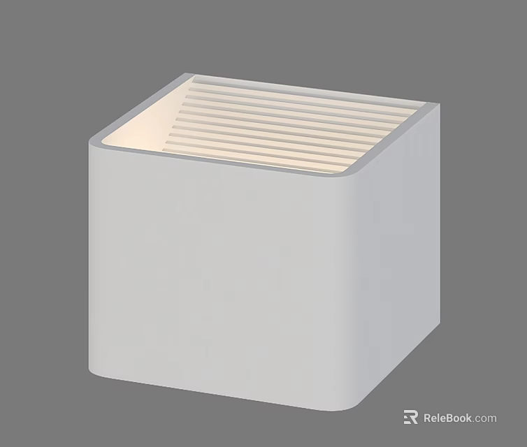 Modern Minimalist Square White Wall Lamp With Striped Design And Smooth Surface 3d model