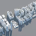 Modern Urban Building Complex With White Geometric 3D Models And Skyline Layout 3d model