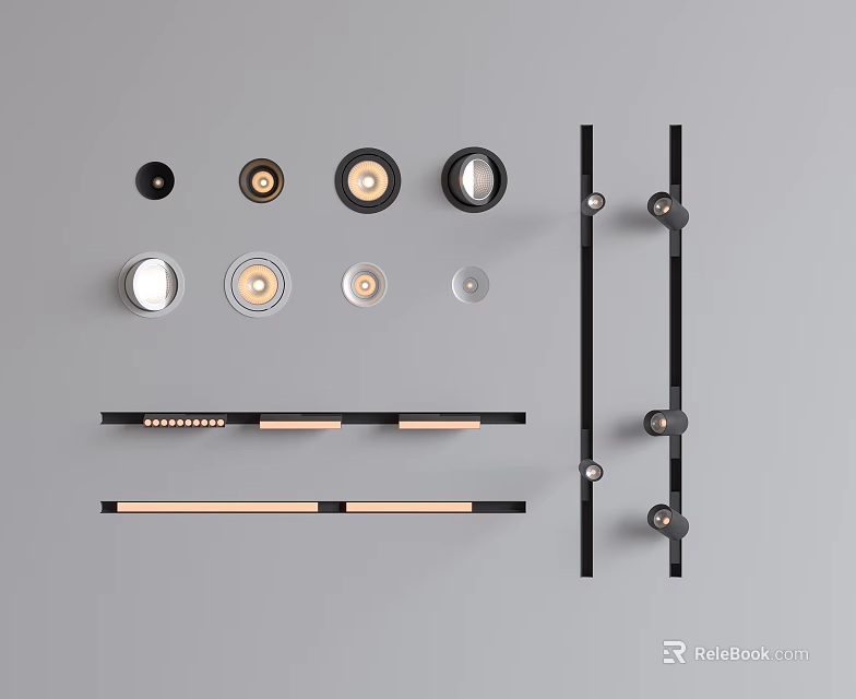 Modern Recessed Lights And Spotlights With Various Stylish Designs For Home Lighting 3d model 