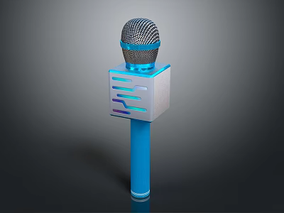 Modern Professional Microphone With Blue Handle And Square Colorful LED Base 3d model