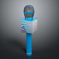 Modern Professional Microphone With Blue Handle And Square Colorful LED Base 3d model
