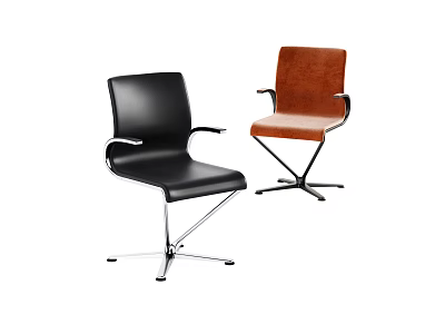 Black and Brown Modern Office Chairs with Armrests and Sturdy Metal Base 3d model
