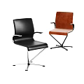Black and Brown Modern Office Chairs with Armrests and Sturdy Metal Base