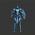 Blue Frost Warrior Armor With Spiked Crystalline Design And Glowing Details