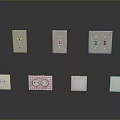 Different Types of Electrical Wall Plates Switches and Power Outlets in Beige and White