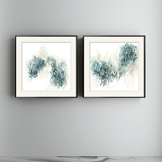 Modern abstract painting simple blue living room abstract decorative painting 3d model