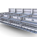 Heavy Duty Yellow Functional Vehicle Trailer Transporting Large Steel Structures
