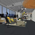 Modern Office Interior Design With Large Windows City View Modern Furniture And Woven Decor