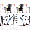 Assorted Recreation Equipment Collection Featuring Skis Ski Poles and Boot Racks 3d model
