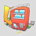 Red Commercial Water Bottle Vending Machine Featuring Hydro Homie Brand Coins And Decorative Plants