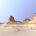 Japanese Rock Garden Landscape With Red Beige Rocks Sandy Ground And Blue Sky