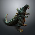 Detailed Dinosaur Sculpture with Green Skin Dorsal Spines Open Mouth Standing Pose