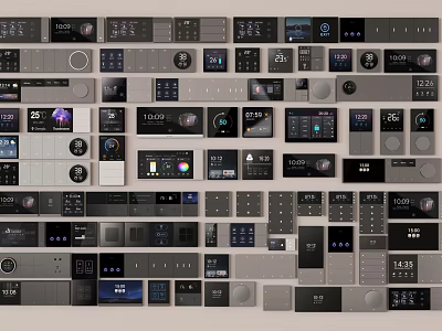Modern Switch Panel Collection For Home Interior With Various Designs Controls And Colors 3d model