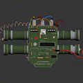 Industrial Electrical Control Device With Green Casing Multiple Cylindrical Ports Colored Wires And Control Panel