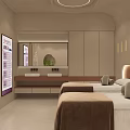 Warm Minimalist Beauty Salon Reception Area With Soft Earthy Tones And Stylish Elegant Interior Design