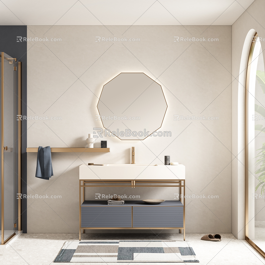 Light Luxury Bathroom Cabinet 3d model