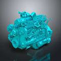 Blue Engine Model Featuring Detailed Mechanical Parts And Industrial Components 3d model