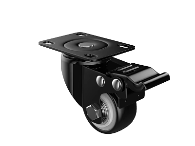 Black Swivel Caster Wheel With Brake And Heavy Duty Plate For Smooth Rolling Applications 3d model