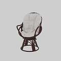 Comfortable Wicker Leisure Chair With White Cushion Brown Armrests And Strong Frame