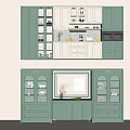 Modern Green Sideboard With Glass Doors Drawers And Cabinet Top Decorative Storage