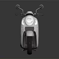 Silver Sleek Modern Motor Scooter With Black Seat And Rearview Mirrors