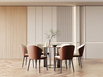 Modern Dining Table and Chair Combination 3d model