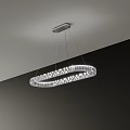 Elegant Modern Circular Crystal Chandelier Hanging From Ceiling With Bright Lights 3d model