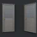 Gray Hinged Door With Glass Panel And Brass Handle For Home Interior Design 3d model