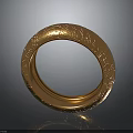 Shiny Gold Bracelet Featuring Intricate Carved Patterns And Reflective Surface