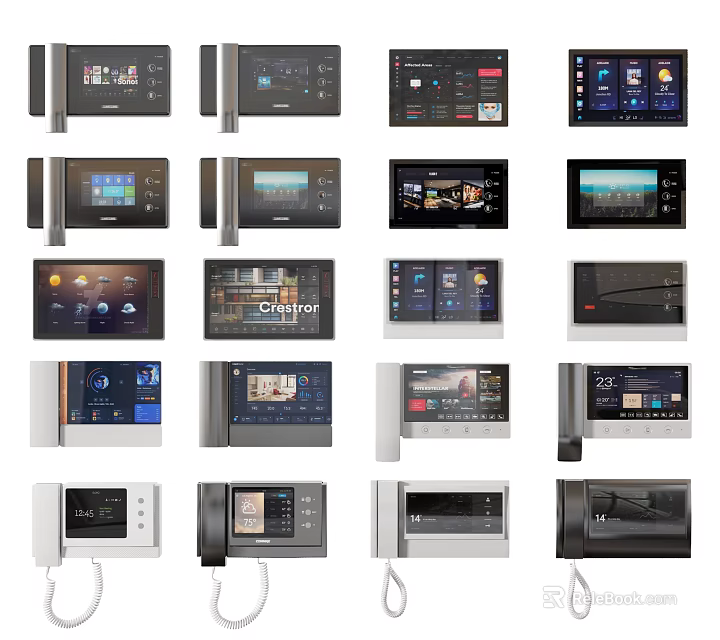 Various Smart Video Door Bell Designs With Digital Screen And Home Security Features 3d model 