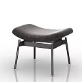 Modern Leather Footstool With Textured Curved Seat And Black Metal Legs