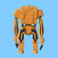 Game Movie Character Orange Mechanical Robot With Armor Joints And Robotic Features