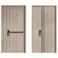 Modern Security Doors With Wooden Panel Design And Secure Lock System 3d model