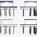 Modern Clothes Hangers With Metal And Wooden Rods Hanging Shirts And Coats