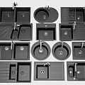 Various Modern Kitchen Sink Designs With Different Shapes Sizes And Features 3d model