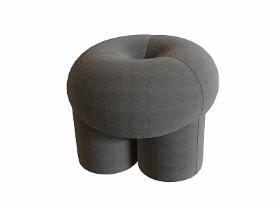 Gray Upholstered Stool With Curved Shape And Modern Contemporary Design 3d model