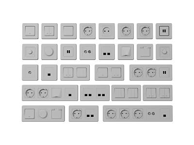 Various Modern Switch Panels With Sockets And Functional Designs For Home Use 3d model