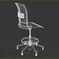 Teal Adjustable Bar Stool with Ribbed Backrest Star Base and Caster Wheels 3d model