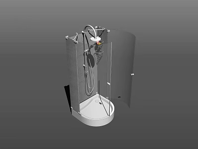Compact Modern Shower Sauna Enclosure With Glass Door And Metal Frame Design 3d model