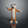 Standing Knitted Tiger Doll With Open Arms Orange Stripes and White Belly