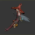 Fantasy Female Game Character With Red Mushroom Hat Pink Dress And Gnome Companion