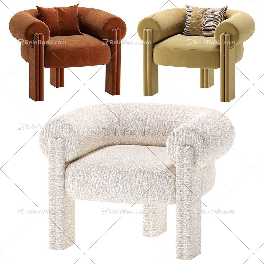 Modern fashion net red single sofa 3d model