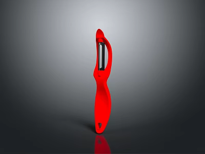 Red Household Peeler With Ergonomic Handle For Fruit And Vegetable 3d model